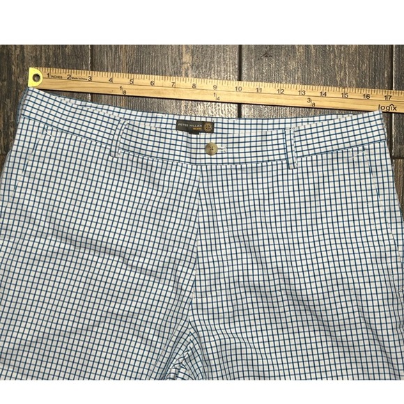 Peter Millar Mens Wicking Performance Golf Shorts Blue White Windowpane Size 34 - Picture 5 of 9
